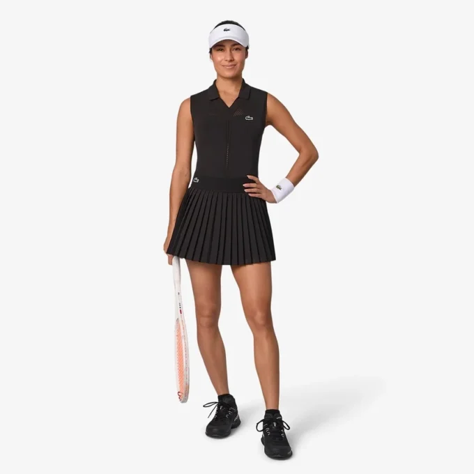 Polo de ténis sem mangas em malha elástica para mulher