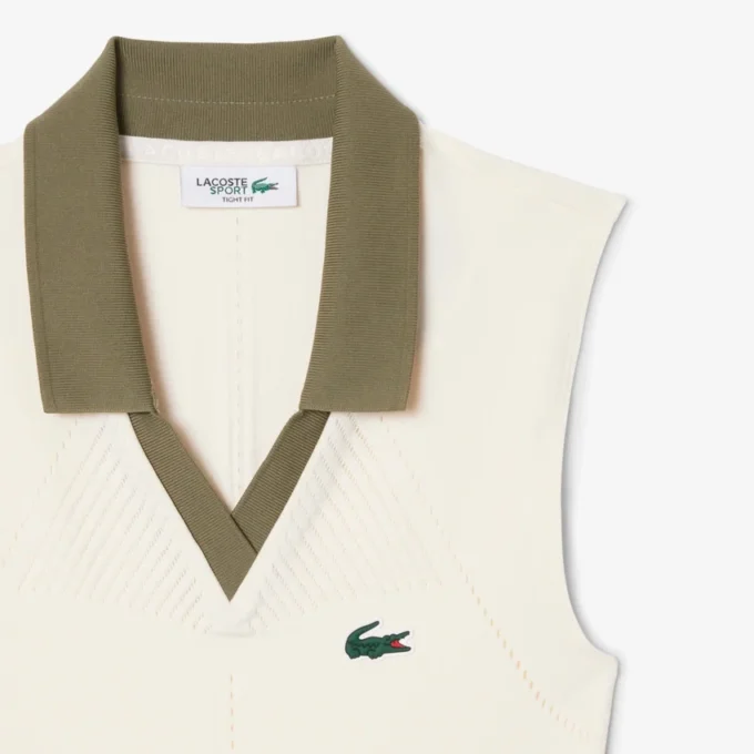 Polo de ténis sem mangas em malha elástica para mulher