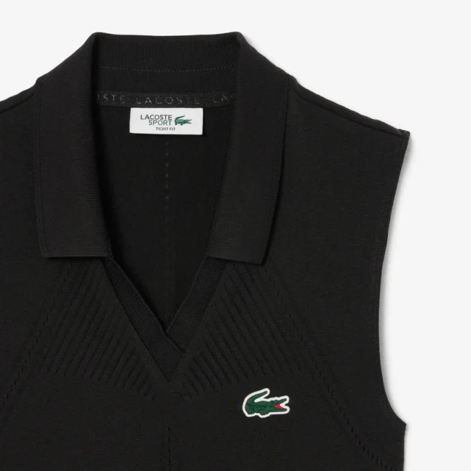Polo de ténis sem mangas em malha elástica para mulher