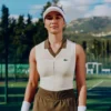 Polo de ténis sem mangas em malha elástica para mulher