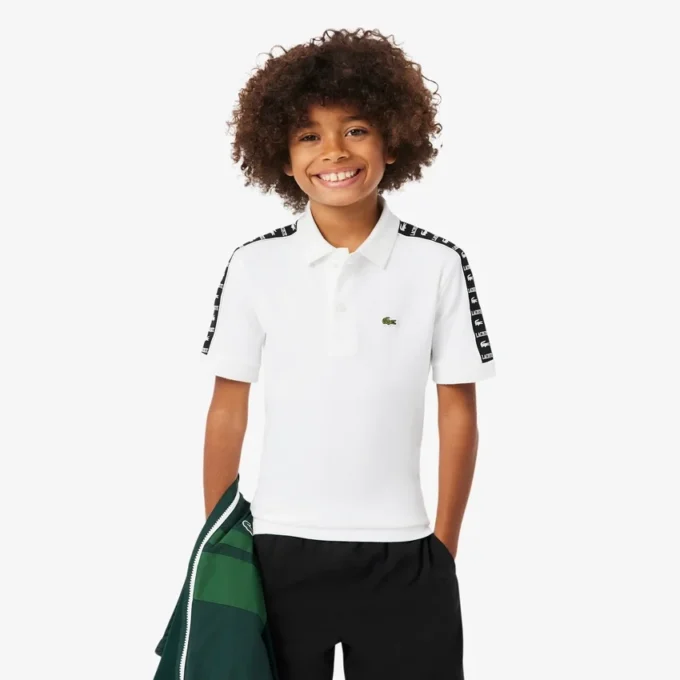 Polo em algodão Pima com riscas da marca