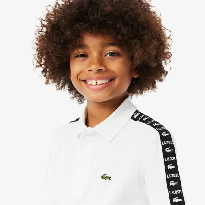 Polo em algodão Pima com riscas da marca
