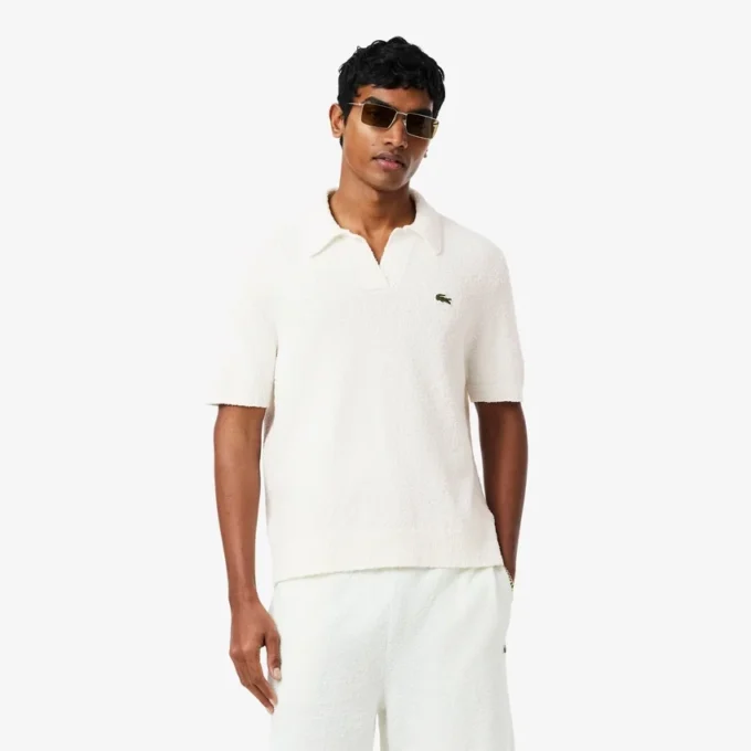 Polo em malha bouclé com corte clássico