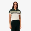 Polo feminino com riscas, corte justo, fabricado em França