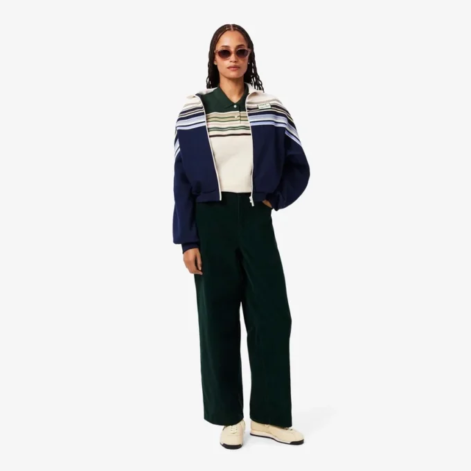 Polo feminino com riscas, corte justo, fabricado em França