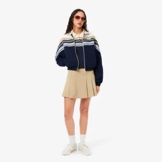 Polo feminino com riscas, corte justo, fabricado em França
