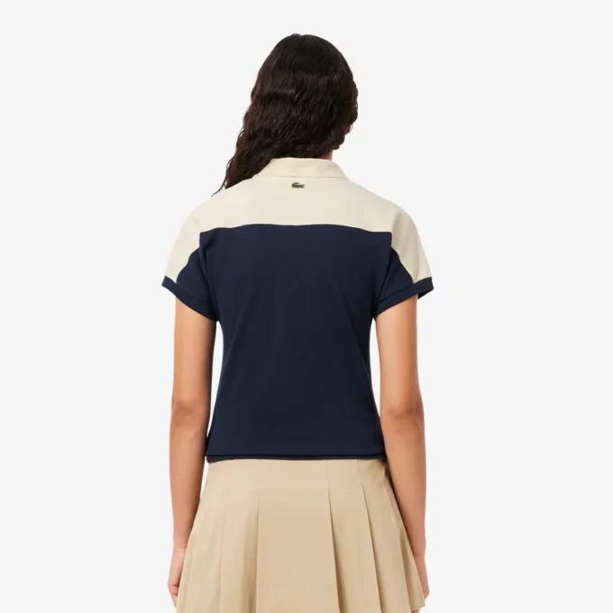 Polo feminino com riscas, corte justo, fabricado em França