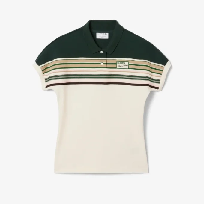 Polo feminino com riscas, corte justo, fabricado em França