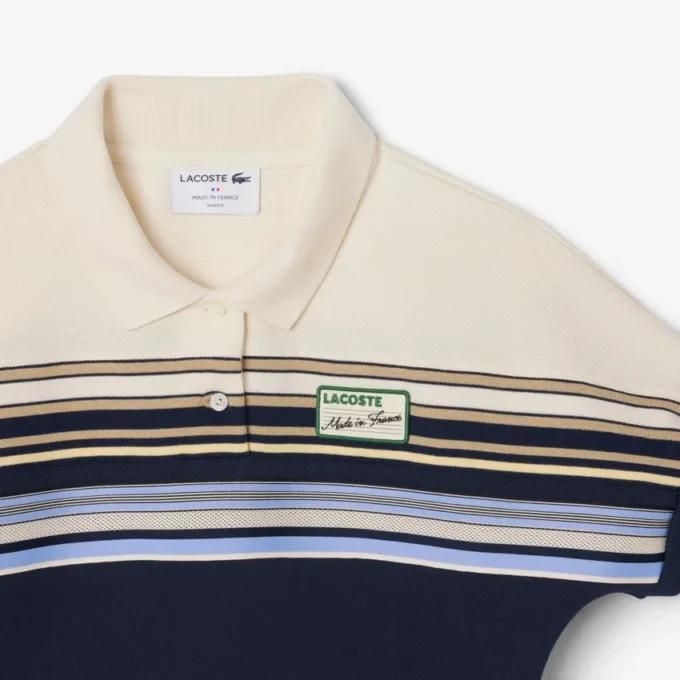 Polo feminino com riscas, corte justo, fabricado em França