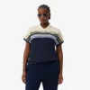 Polo feminino com riscas, corte justo, fabricado em França