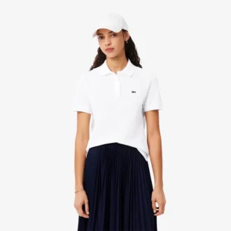 Polo feminino de corte regular em tecido Petit Piqué