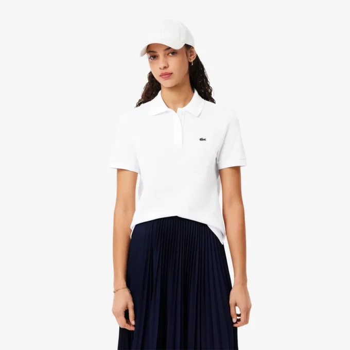 Polo feminino de corte regular em tecido Petit Piqué