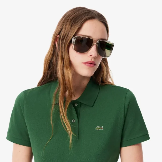 Polo feminino de corte regular em tecido Petit Piqué