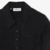 Polo feminino de malha canelada felpuda com corte justo