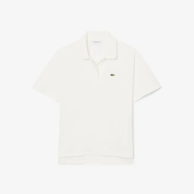 Polo feminino de malha piqué com corte descontraído