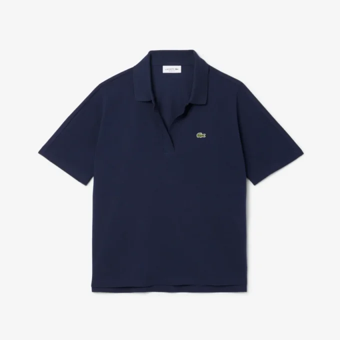 Polo feminino de malha piqué com corte descontraído