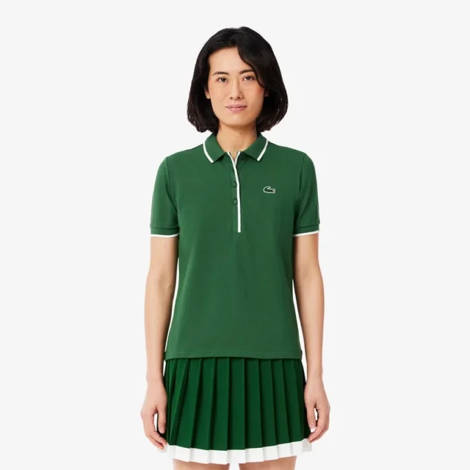 Polo feminino de ténis com ajuste regular e termorregulação