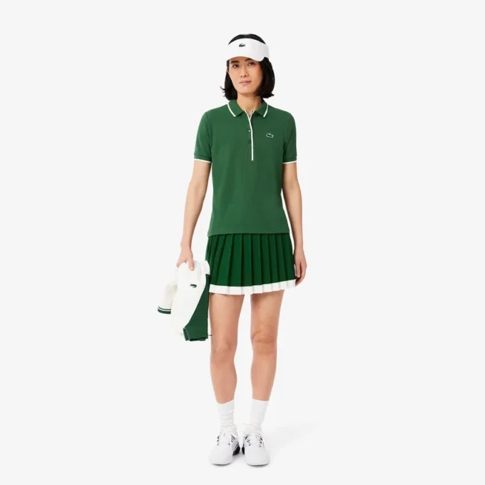 Polo feminino de ténis com ajuste regular e termorregulação