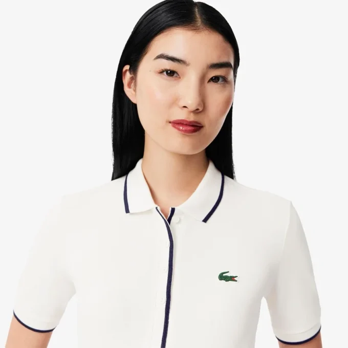 Polo feminino de ténis com ajuste regular e termorregulação