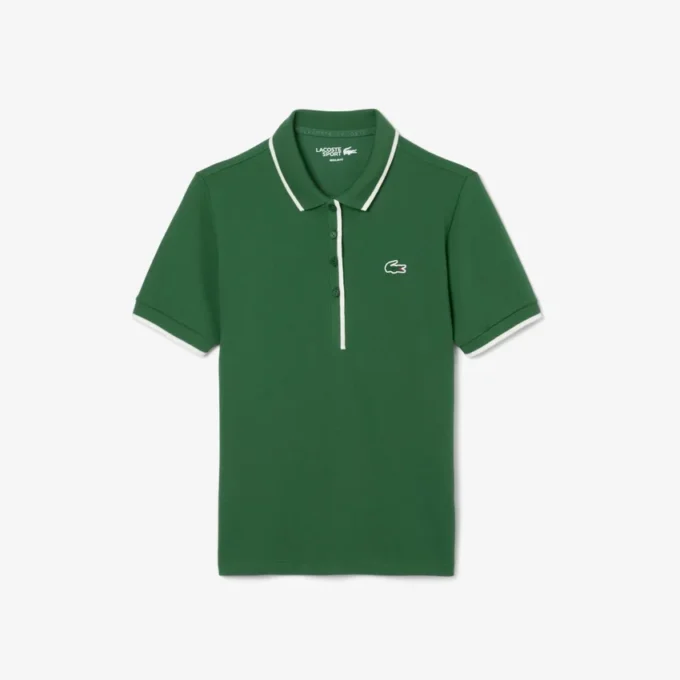 Polo feminino de ténis com ajuste regular e termorregulação