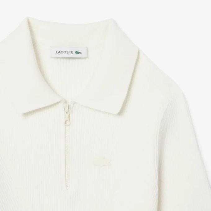 Polo feminino em malha canelada 3D