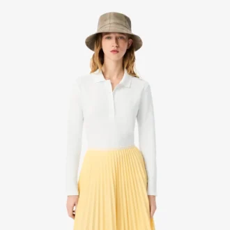 Polo feminino L.12.12 em mini piqué elástico com corte justo
