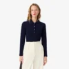 Polo feminino L.12.12 em mini piqué elástico com corte justo