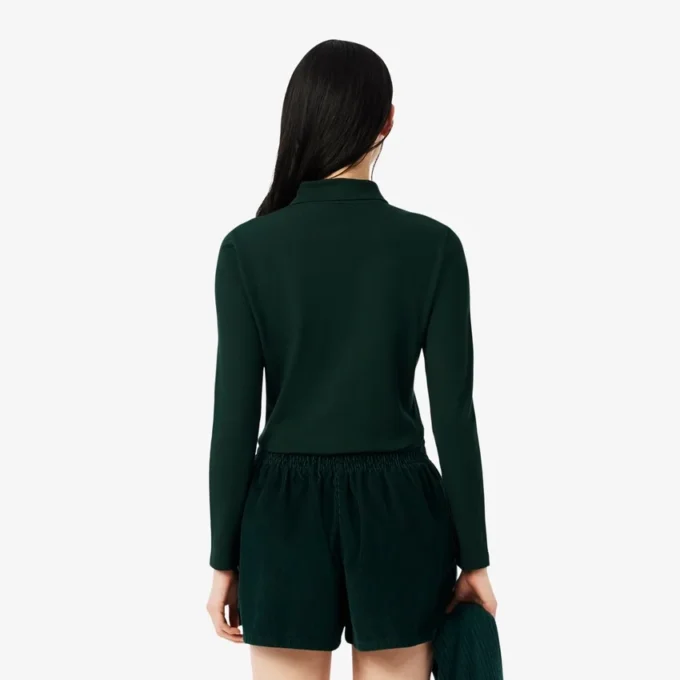 Polo feminino L.12.12 em mini piqué elástico com corte justo