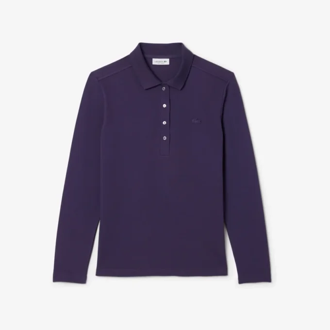 Polo feminino L.12.12 em mini piqué elástico com corte justo