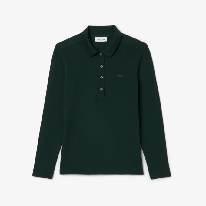 Polo feminino L.12.12 em mini piqué elástico com corte justo