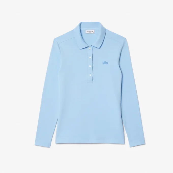 Polo feminino L.12.12 em mini piqué elástico com corte justo