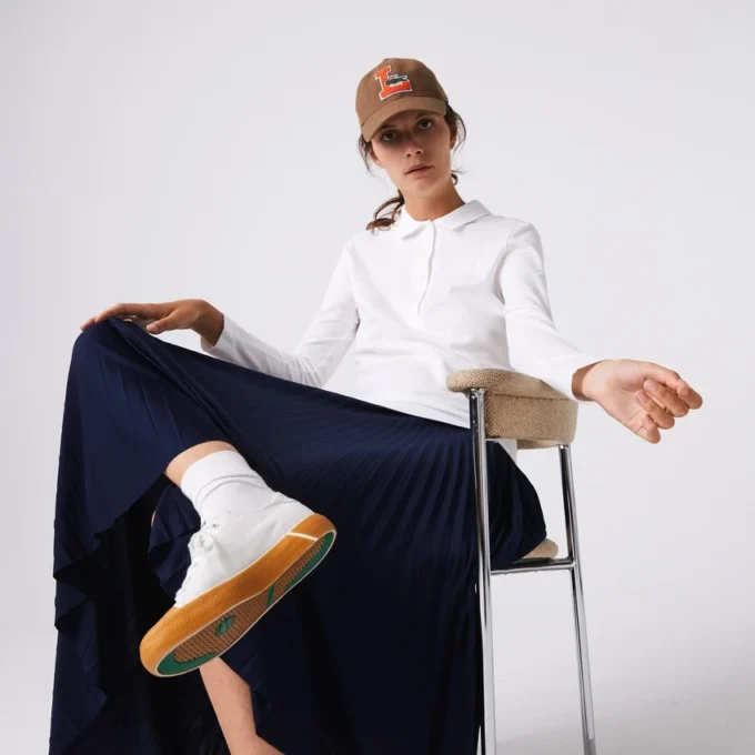 Polo feminino L.12.12 em mini piqué elástico com corte justo