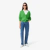 Polo feminino L.12.D de corte justo com detalhes de acabamento