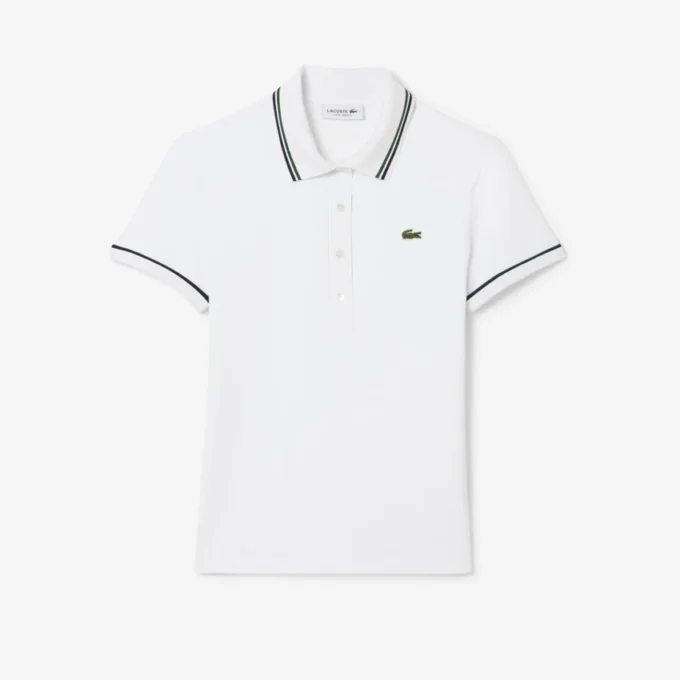 Polo feminino L.12.D de corte justo com detalhes de acabamento
