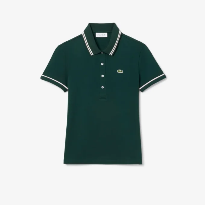 Polo feminino L.12.D de corte justo com detalhes de acabamento