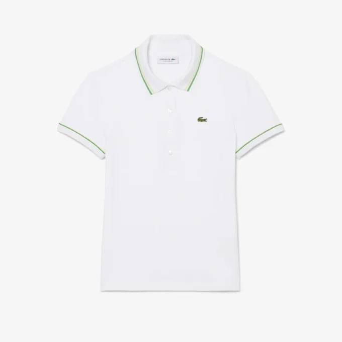 Polo feminino L.12.D de corte justo com detalhes de acabamento