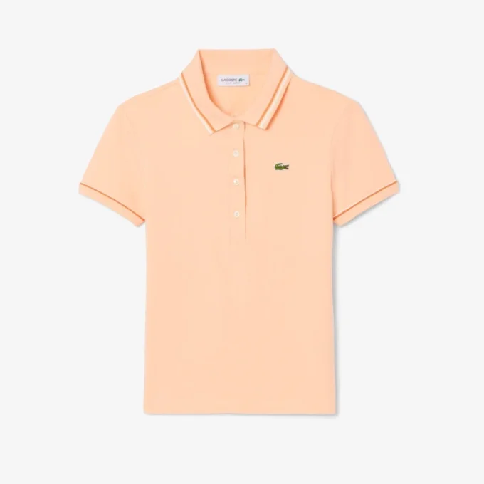 Polo feminino L.12.D de corte justo com detalhes de acabamento