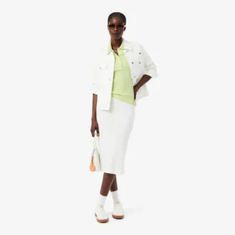 Polo feminino Slim Fit Pointelle com logótipo L.12.D