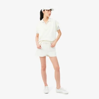 Polo feminino Slim Fit Pointelle com logótipo L.12.D