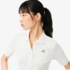 Polo feminino Slim Fit Pointelle com logótipo L.12.D