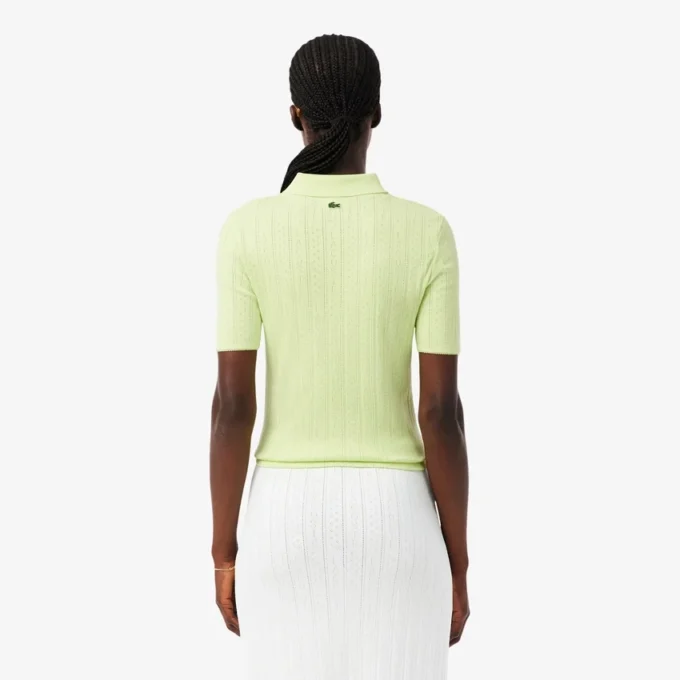 Polo feminino Slim Fit Pointelle com logótipo L.12.D