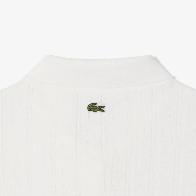 Polo feminino Slim Fit Pointelle com logótipo L.12.D