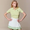 Polo feminino Slim Fit Pointelle com logótipo L.12.D