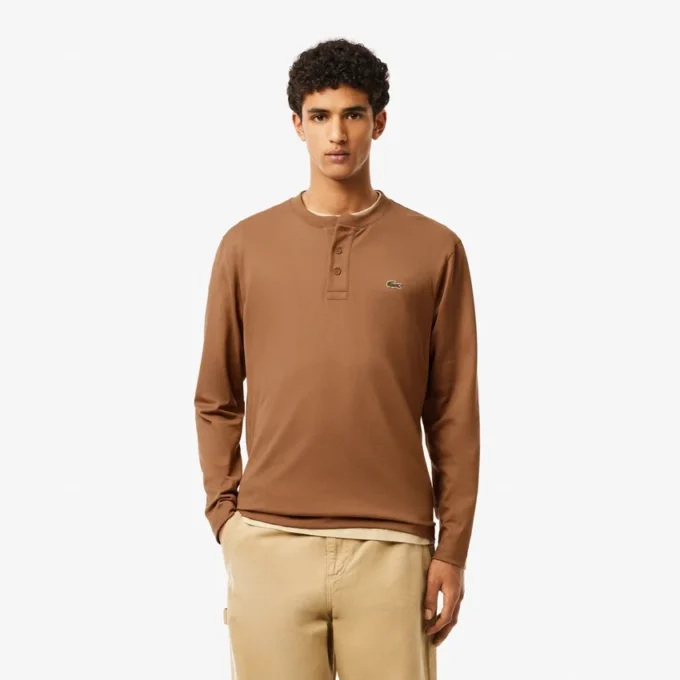 Polo Henley de manga comprida para homem