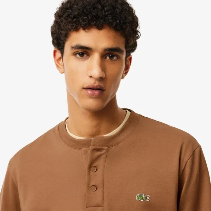 Polo Henley de manga comprida para homem