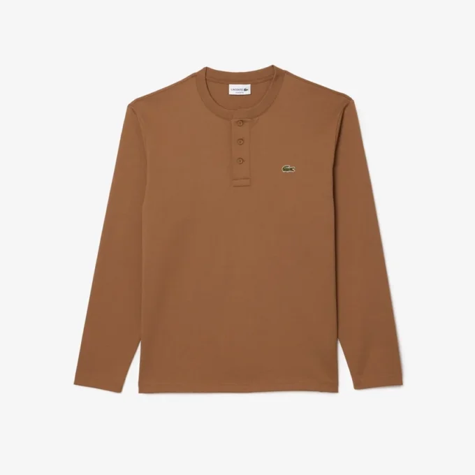 Polo Henley de manga comprida para homem