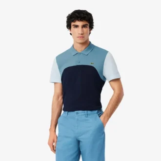 Polo L.12.12 com blocos de cor, corte regular, para homem