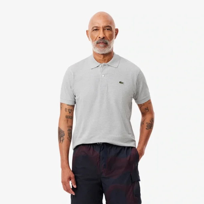 Polo L.12.12 com efeito mesclado, corte clássico para homem