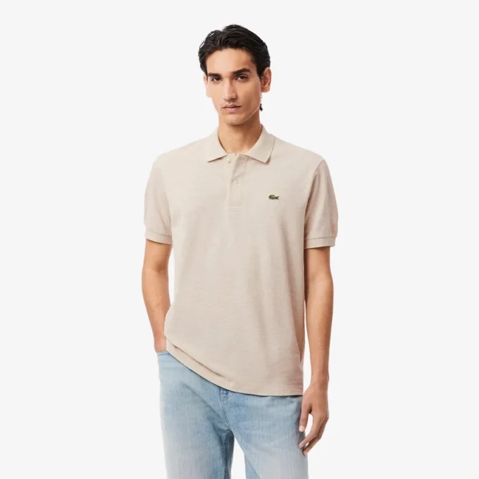 Polo L.12.12 com efeito mesclado, corte clássico para homem