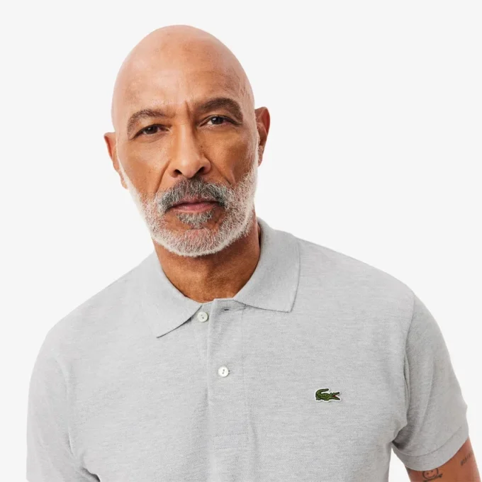 Polo L.12.12 com efeito mesclado, corte clássico para homem